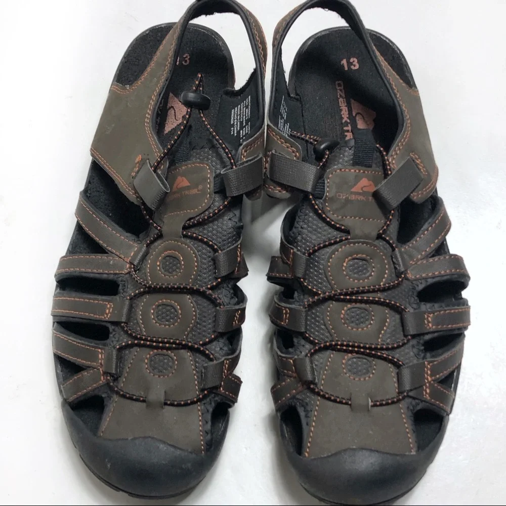 - Ozark Trail Fisherman Sandals closed toe  Men's rubber tip size 13